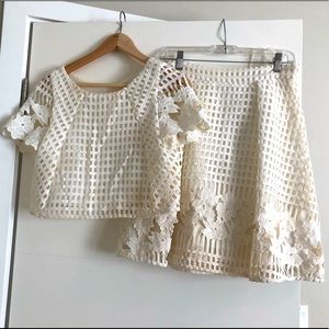 A. Drea High-Waisted Skirt and Crop Top Eyelet Set, Medium
